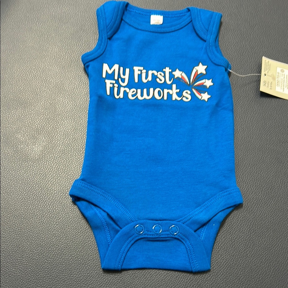 Okie Dokie Blue 'My First Fireworks' Bodysuit